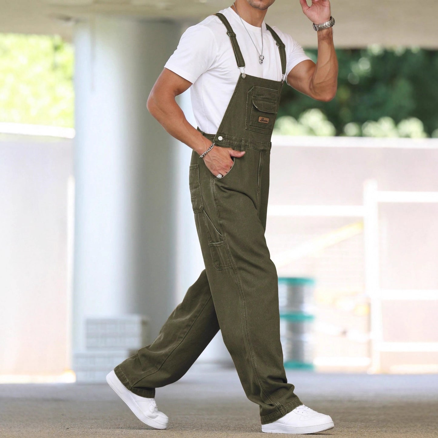 Street-style Suspender Jeans Workwear Pants