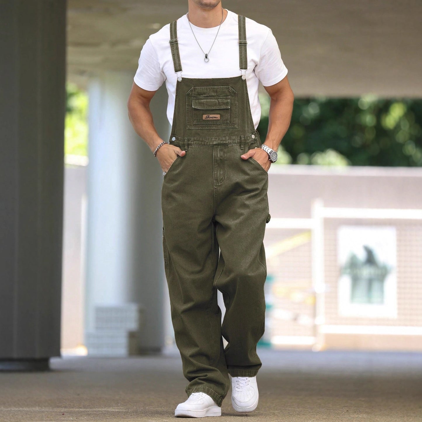 Street-style Suspender Jeans Workwear Pants